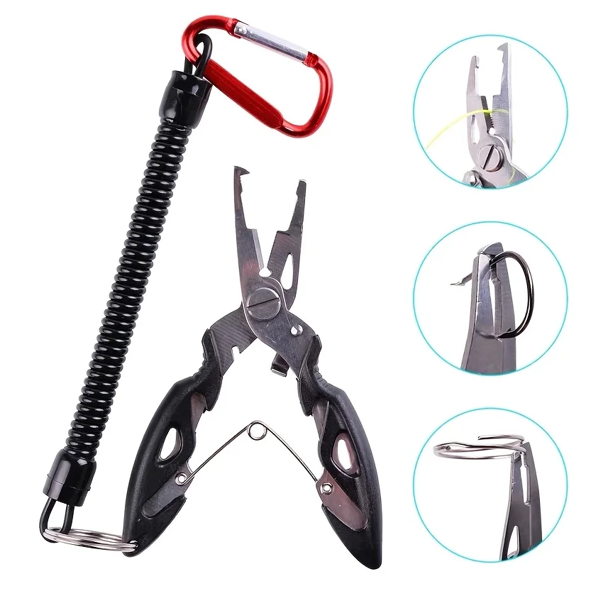 Multiherramienta de pesca roja con alicates, tijeras y pinzas - imagen 5