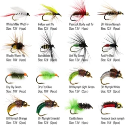 Vtwins Kit moscas de pesca para trucha: ninfa Scud y larvas