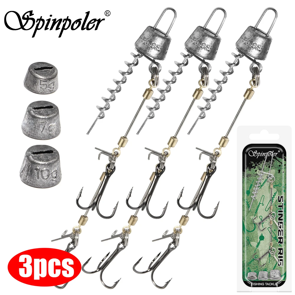 Spinpoler Rig con plomo y anzuelo triple 3X para vinilo shad