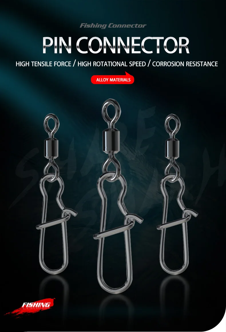 Pack de 50/100 giratorios de pesca con broches de seguridad