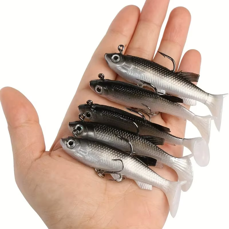 Señuelos Jig Head Paddle Tail Swimbait de vinilo para lubina y trucha - imagen 4