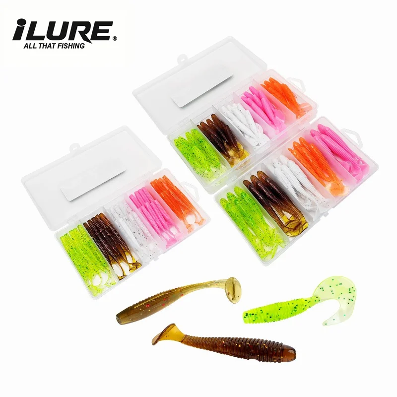 Kit de señuelos de silicona swimbait cola en T para black bass lucio