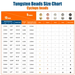 Elite TG cuentas de tungsteno avellanadas Cyclops para atado moscas