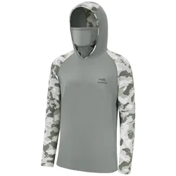 Camisa camuflaje UPF 50+ con capucha y polaina Bassdash para pesca y senderismo