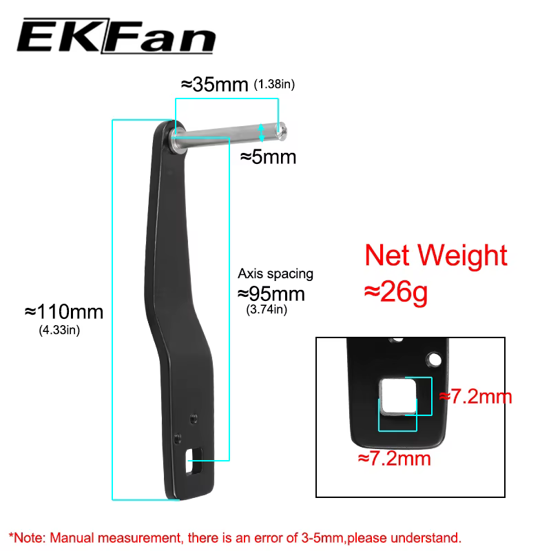 Mango de Carrete EKfan 110mm – Eje Acero Inoxidable 7,2mm - imagen 2