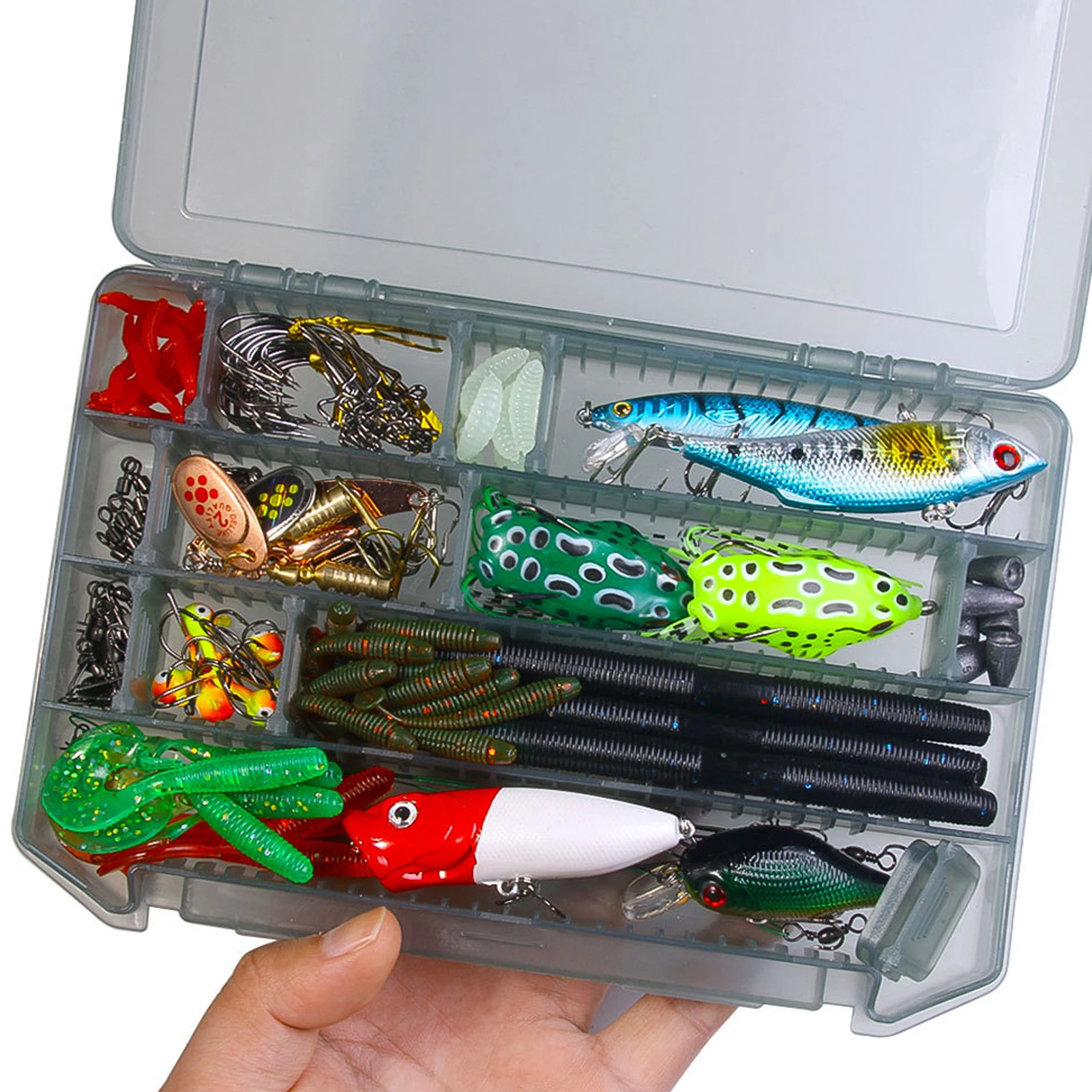 Caja de aparejos con compartimentos