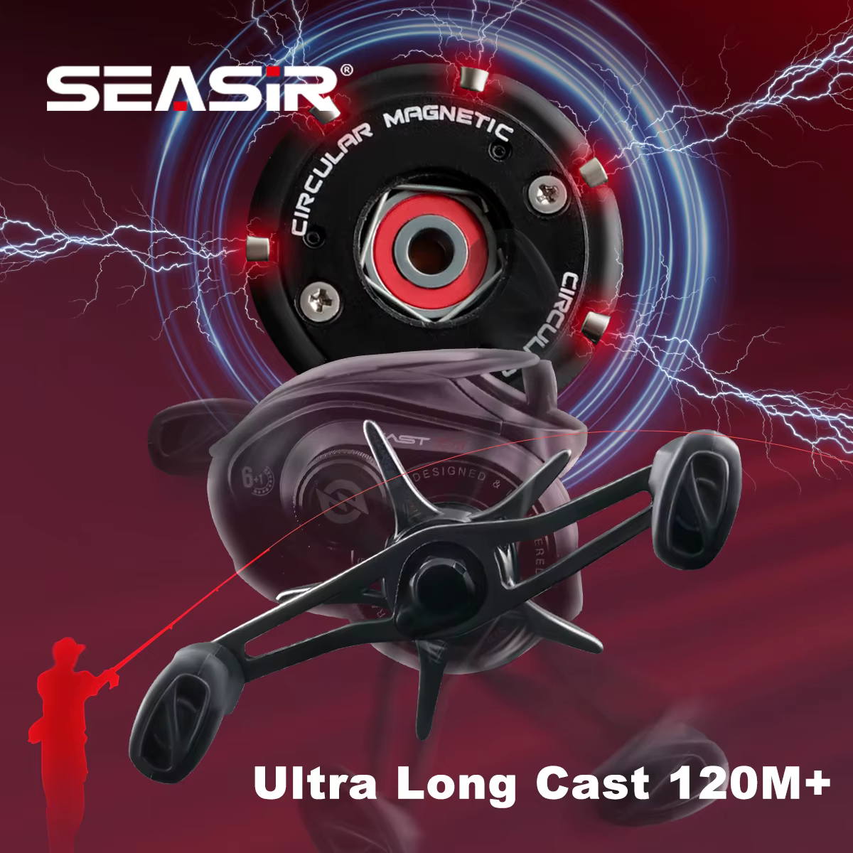 Carrete Baitcasting Seasir Cast-X3 Drag Clicker para Mar y Río - imagen 4