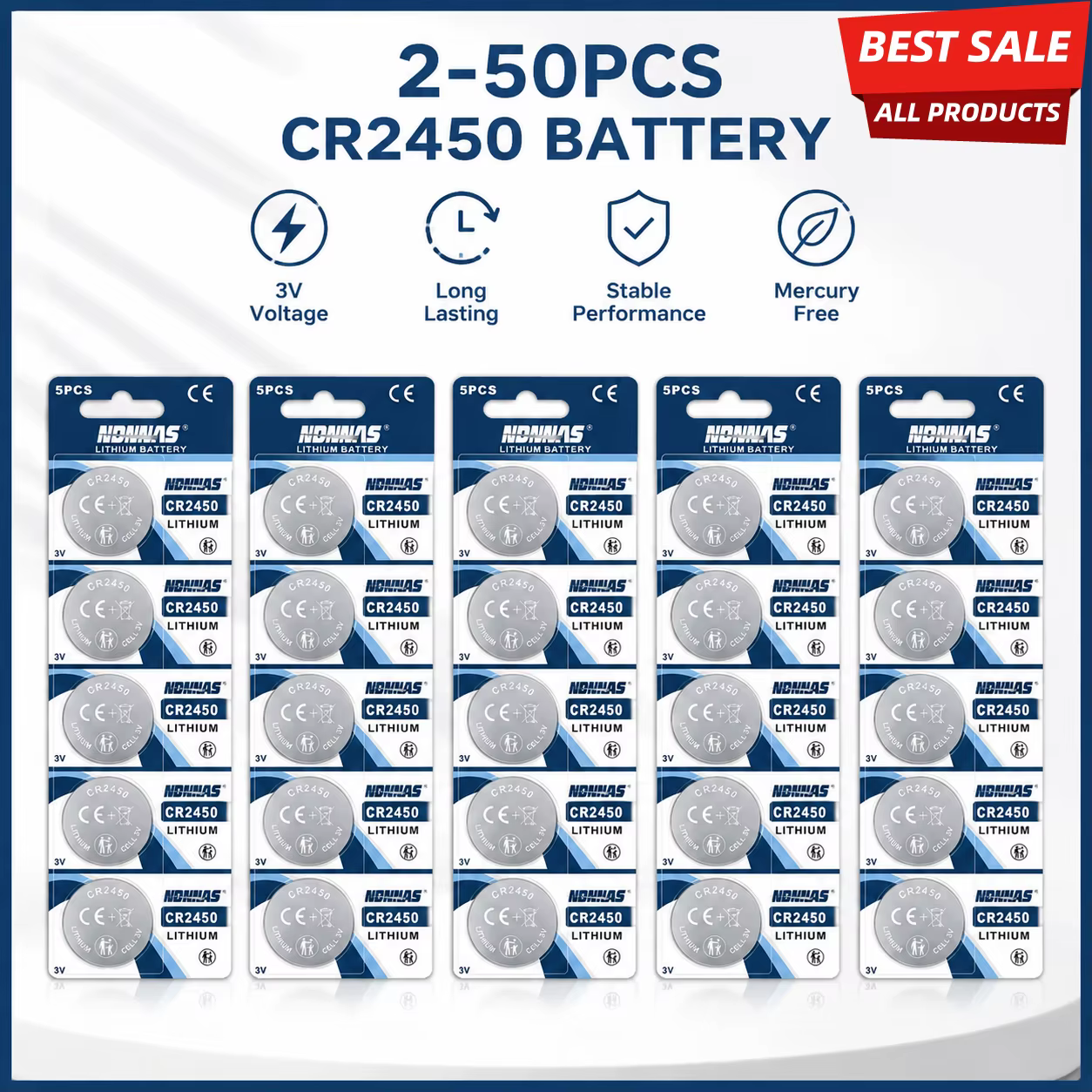 Pilas CR2450 Litio 3V – Batería Tipo Moneda 625mAh para Relojes y Mandos