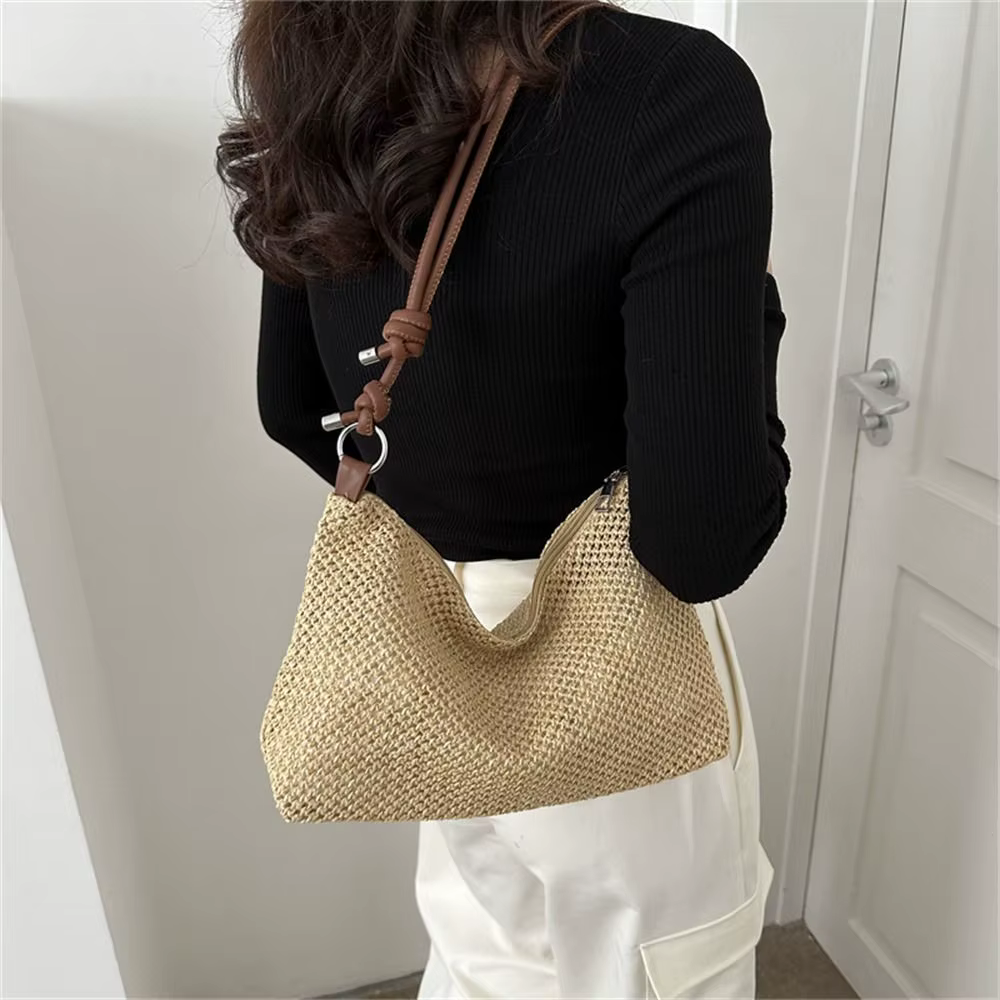 Bolso Tote de Paja y Ratán Tejido a Mano – Gran Capacidad Mujer - imagen 5