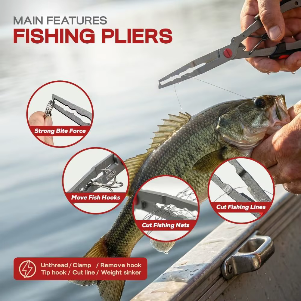Alicates de pesca acero inoxidable multifunción antideslizante y corte - imagen 2