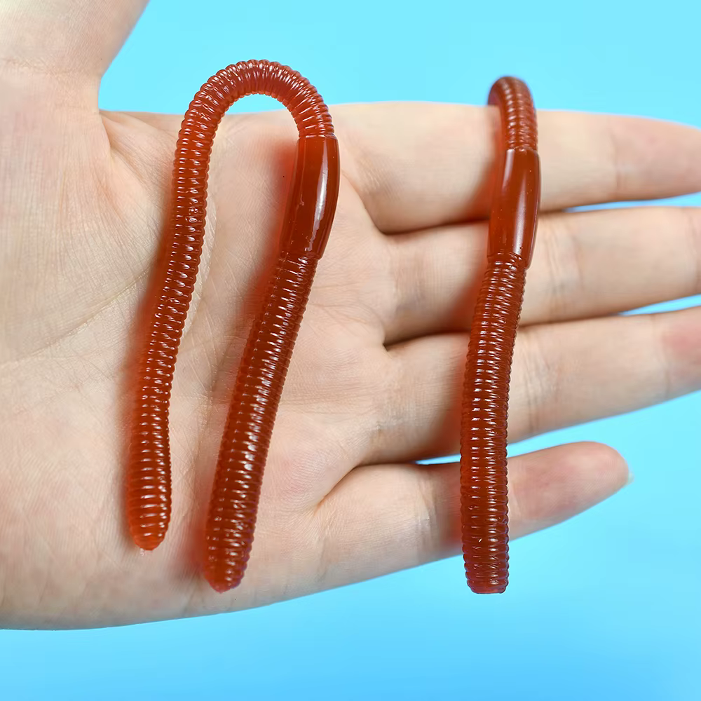 Gusanos de vinilo rojos 180mm – Lombriz artificial para pesca - imagen 2