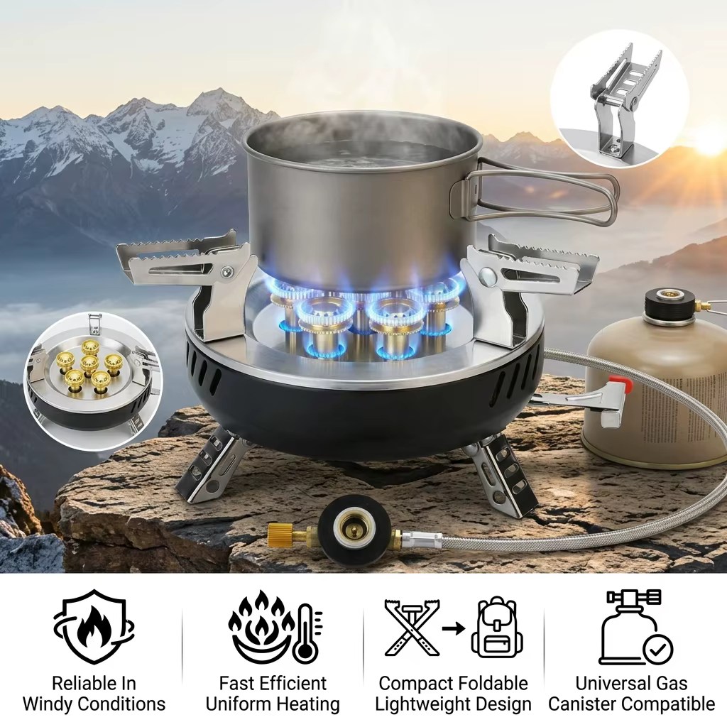 Estufa Gas Portátil Plegable Resistente al Viento – Aluminio - imagen 2