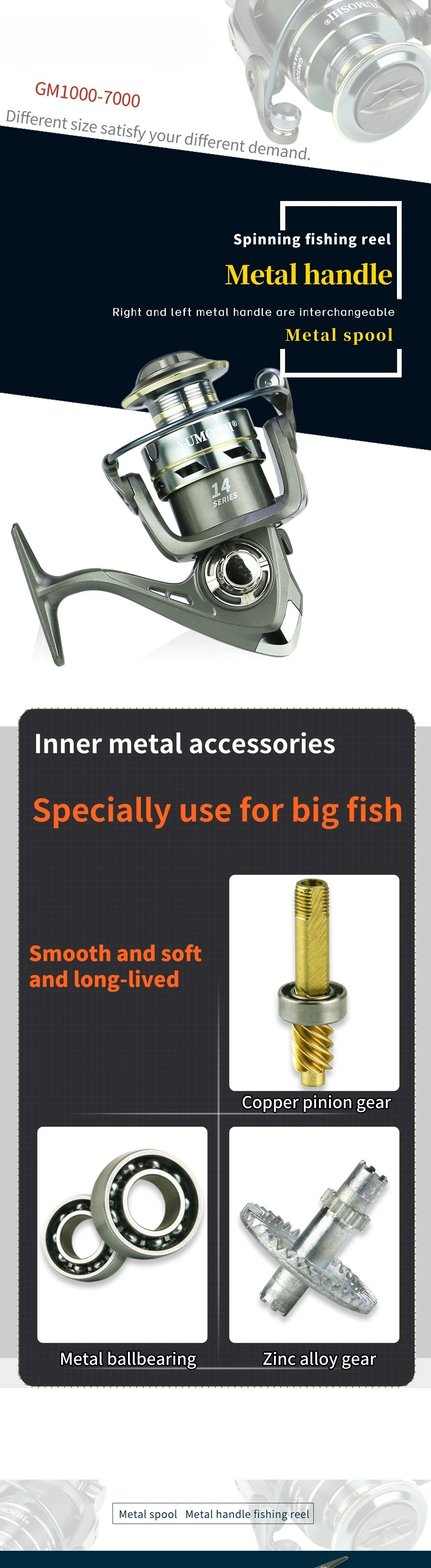 Carrete giratorio GLS con arrastre de 22LB