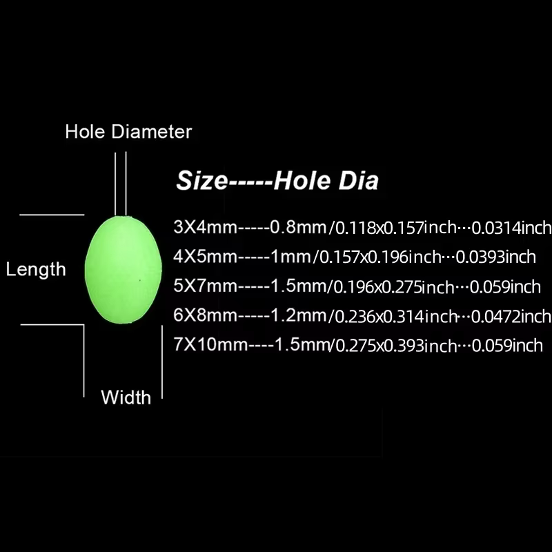 Cuentas de pesca luminosas verdes ovaladas - imagen 4