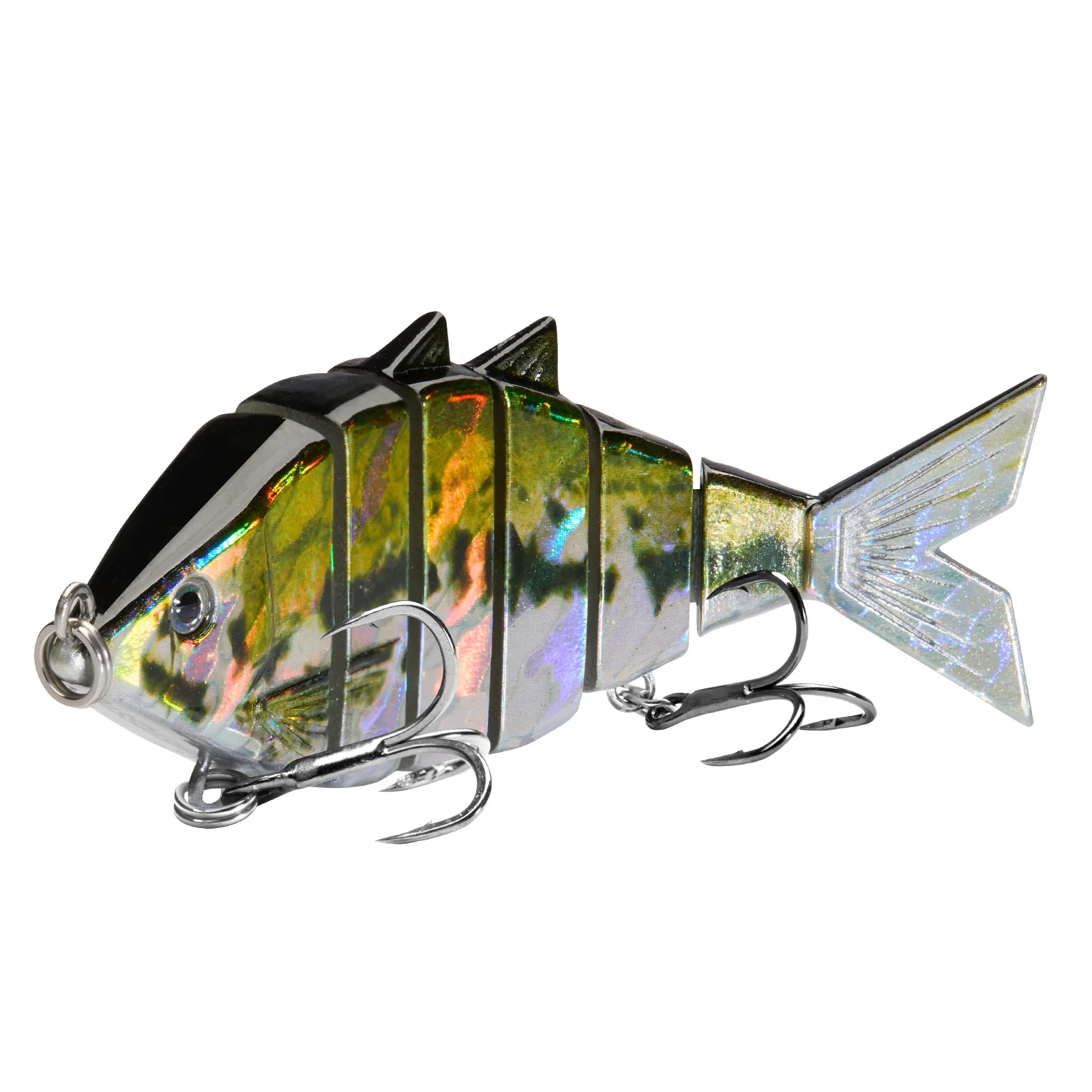 Vista lateral del BASSDASH Bone Swimbait mostrando su perfil segmentado