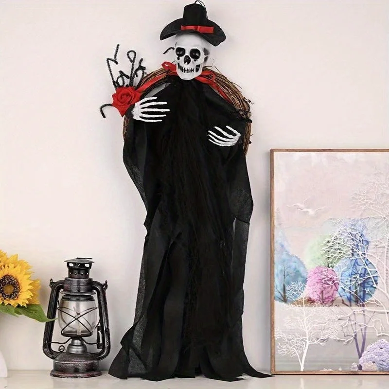 Guirnalda de ratán Halloween con colgante de esqueleto y fantasma - imagen 2