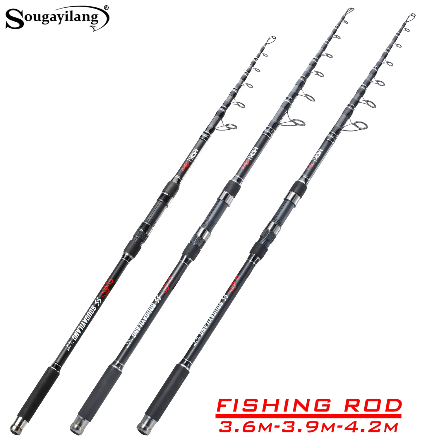 Sougayilang 30T Caña Carpa Carbono 3.60m Telescópica Long Cast