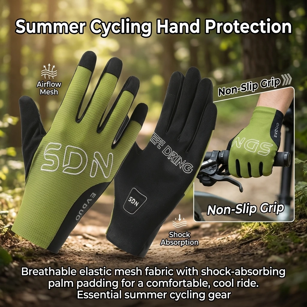 Guantes de ciclismo de verano con protección solar y antideslizantes - imagen 2