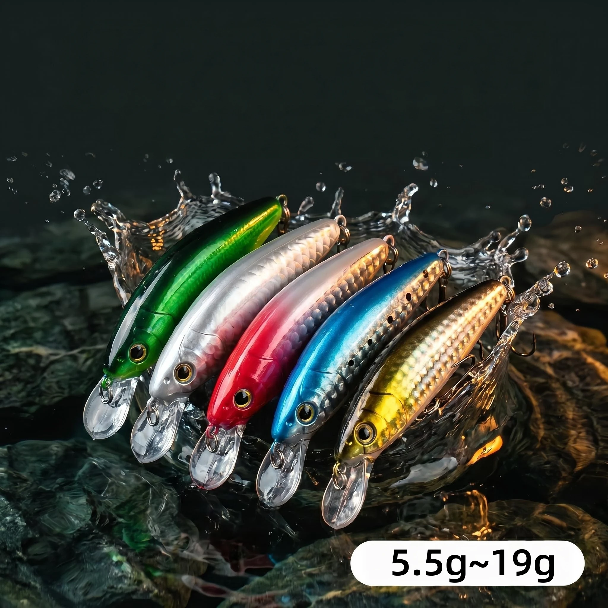 Señuelo minnow de hundimiento lento para lubina y trucha