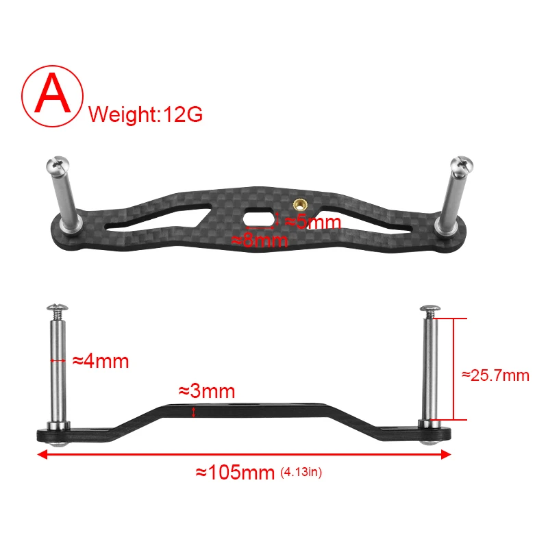 EKFAN Manija de fibra de carbono para carrete pesca Dawa 105-140mm - imagen 2