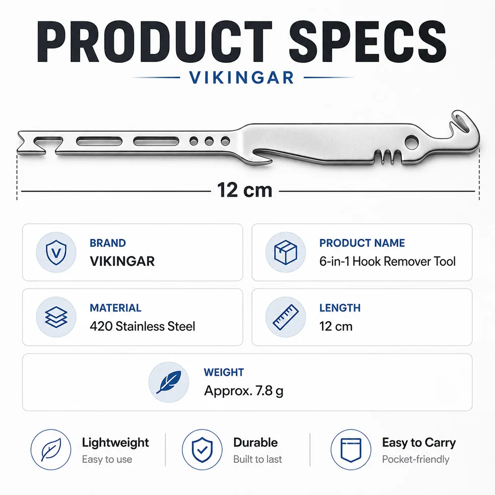 VIKINGAR Desenganchador anzuelos de acero inoxidable – Multifunción - imagen 2