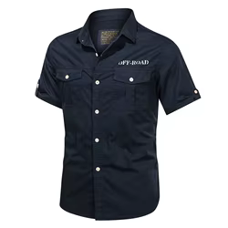 Camisa de Pesca Manga Corta Hombre Algodón Premium Estampado