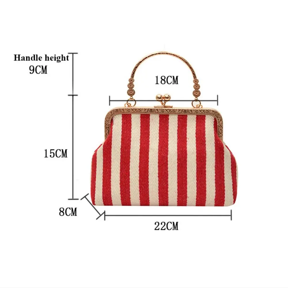 Bolso cruzado vintage a rayas con correa de cadena, gran capacidad - imagen 5