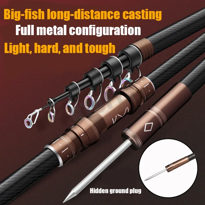 Caña telescópica de carbono 2.1‑4.5 m surfcasting, spinning y señuelos - imagen 3