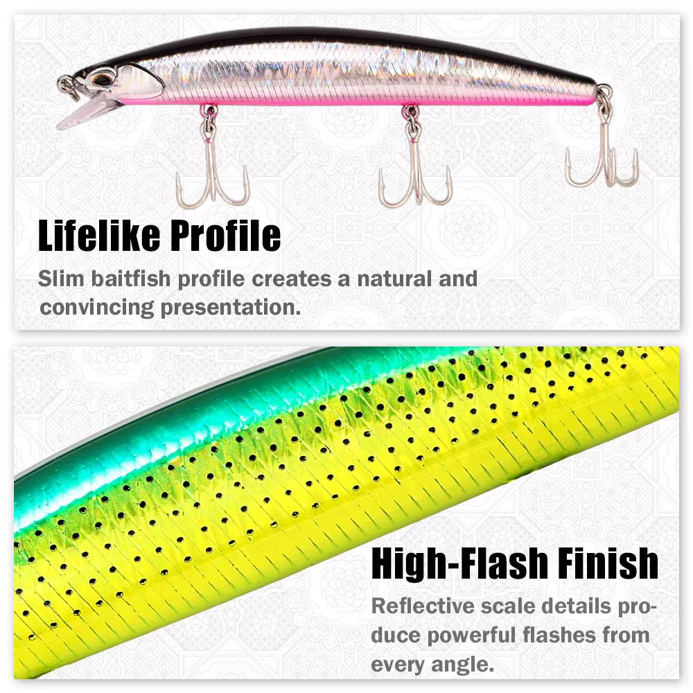 Wobbler B&U 120mm Jerkbait Flotante para Lubina en Agua Salada - imagen 3