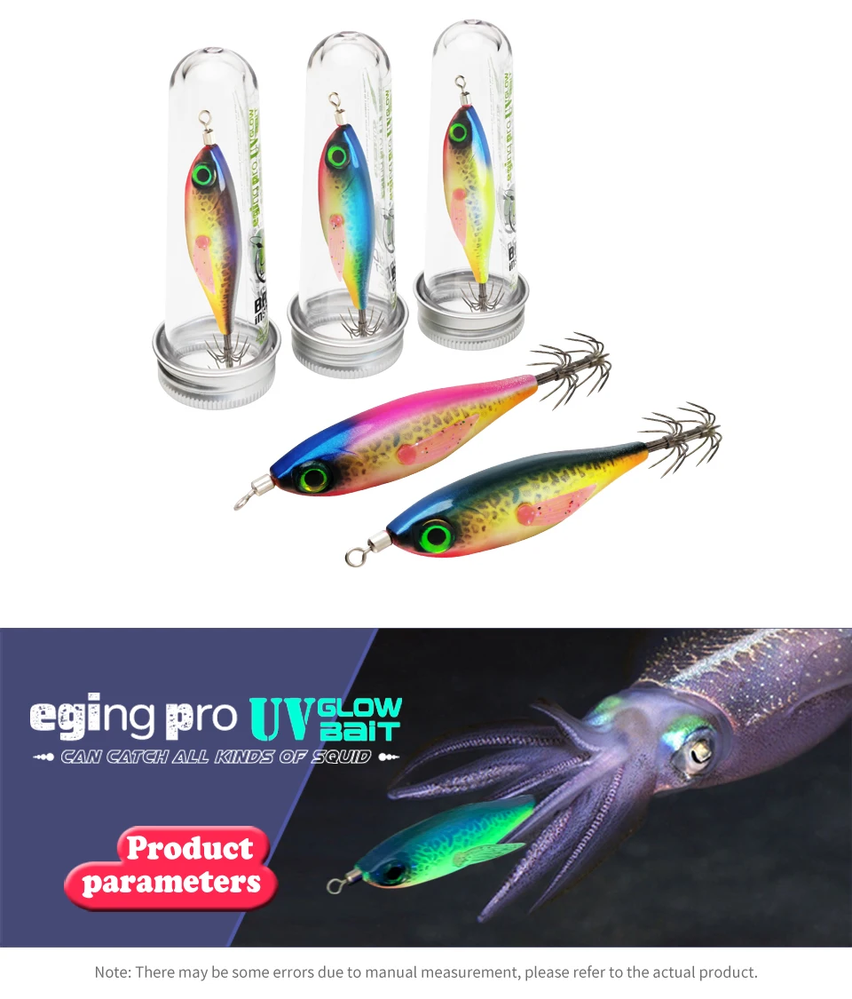 Señuelos luminosos tipo Egi para pesca marina