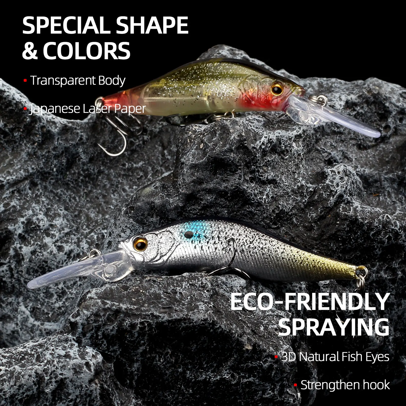 LETOYO 60SP Wobbler Minnow Shad suspendido lanzado largo para lucio - imagen 5