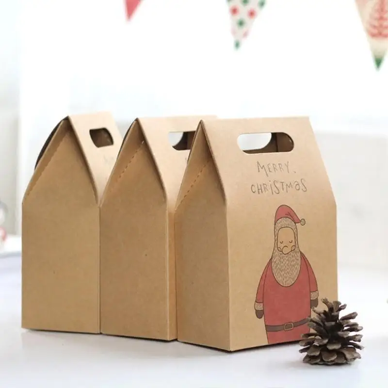 Caja de regalo navideña kraft vintage de papel con bolsa - imagen 4