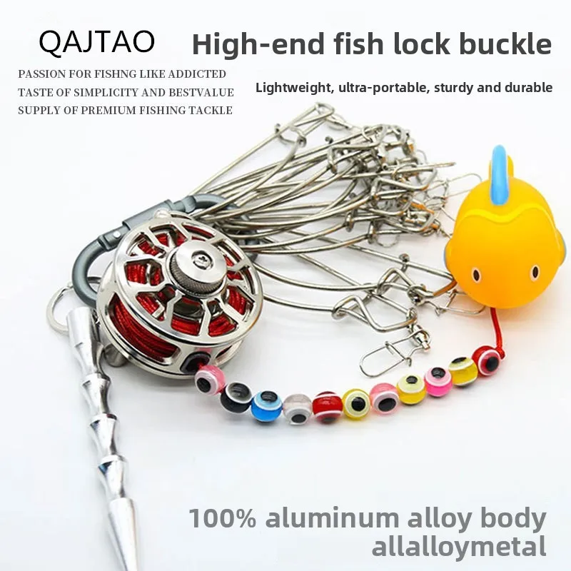 QAJTAO Luya telescópica de acero inoxidable con cuerda integrada