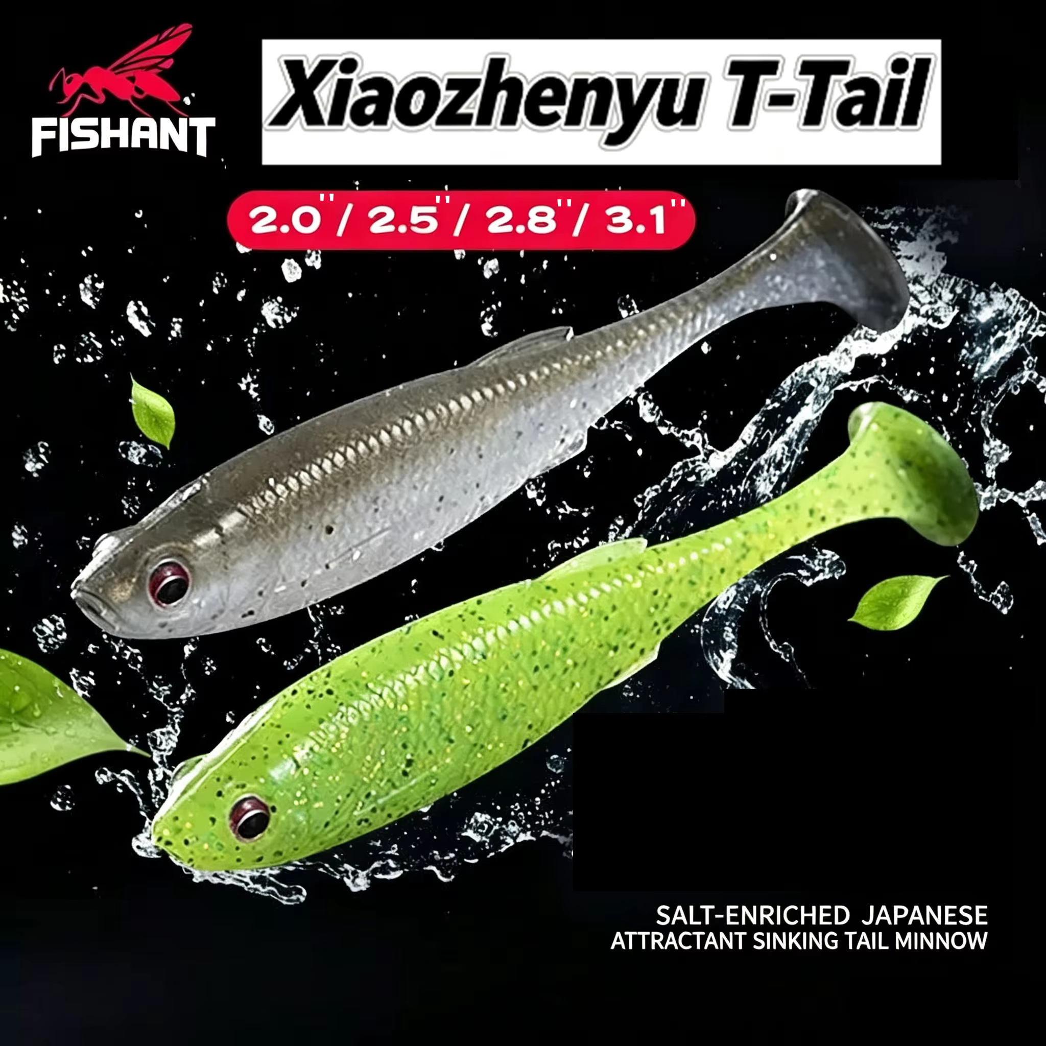FISHANT Swimbait cola en T – Pez real 3D ojos silicona - imagen 4