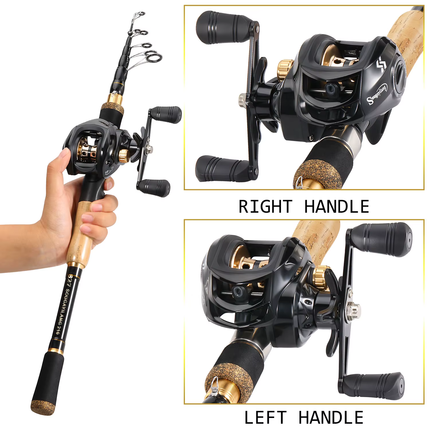 Sougayilang Baitcasting Telescopica – Caña y Carrete para Lubina - imagen 4