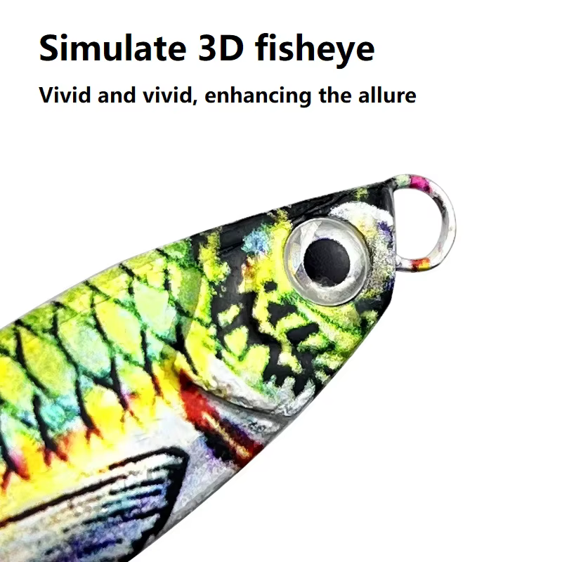 Detalle del patrón 3D y ojos realistas del señuelo