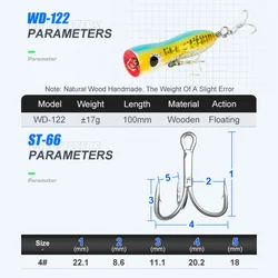 Popper de madera Obsessie WD122 – Señuelo topwater para trolling