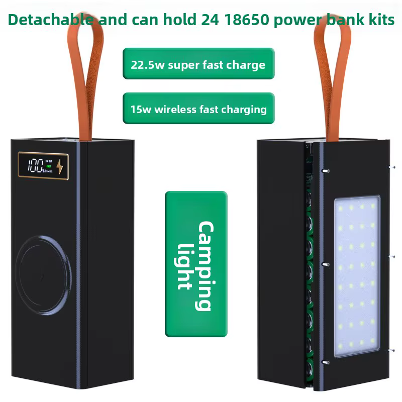 Carcasa Power Bank DIY 18650 con Carga Inalámbrica y Luz Camping - imagen 4