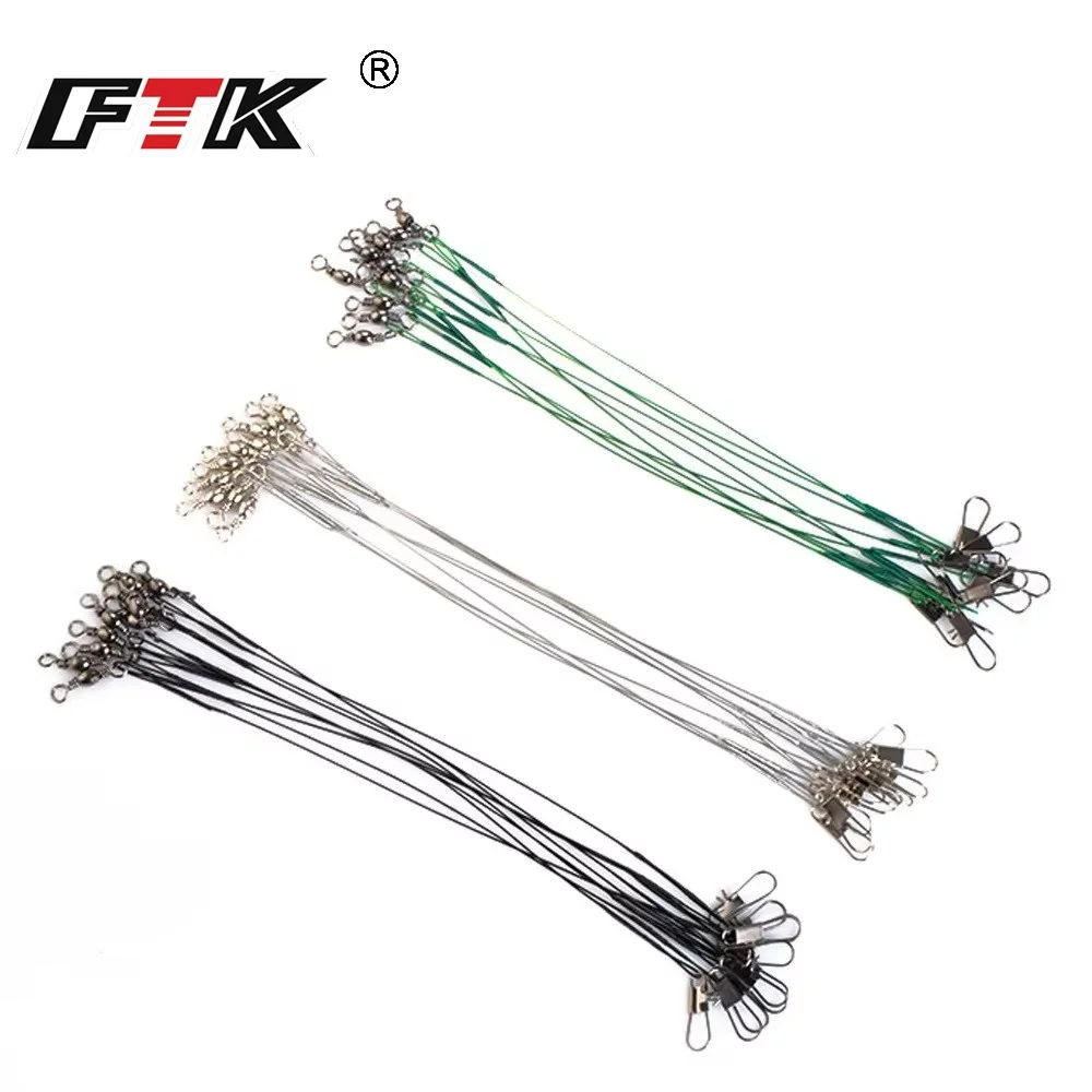 FTK Líderes de alambre acero inoxidable con giro para sedal pesca - imagen 2