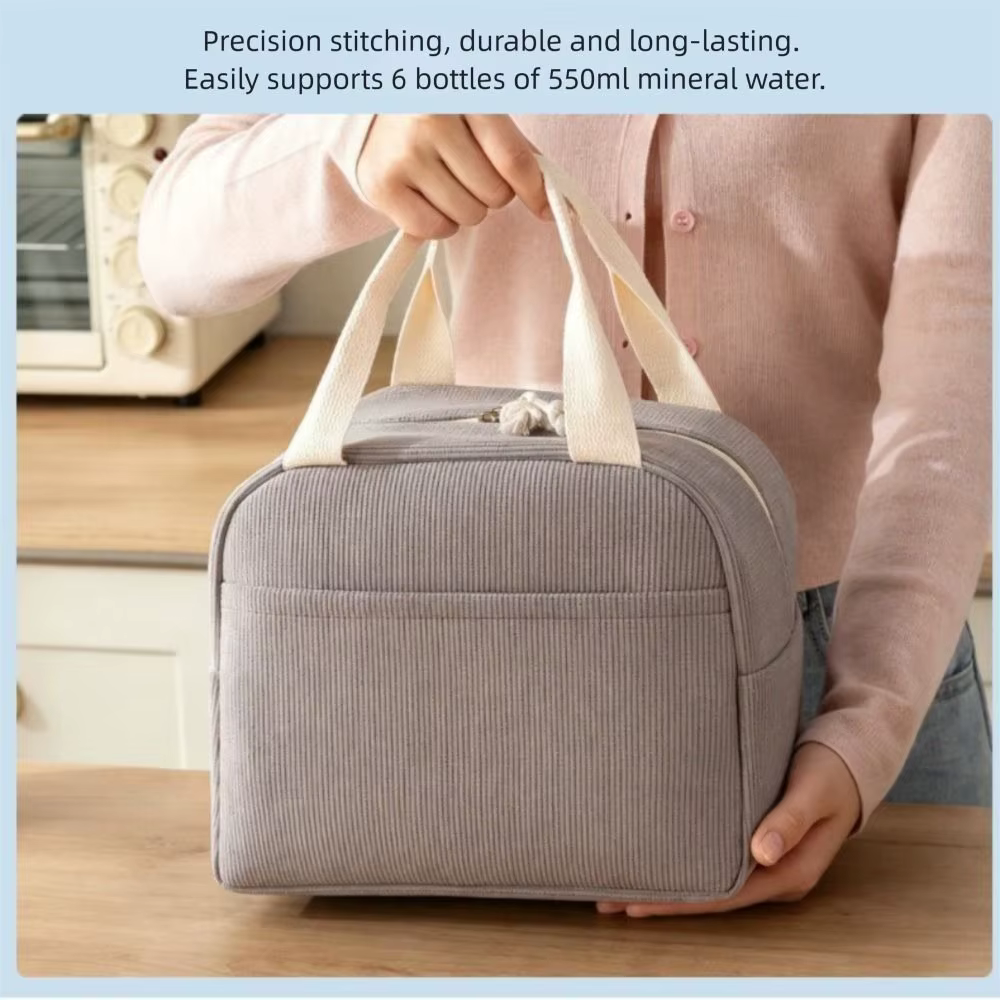 Bolsa térmica de pana compacta para almuerzo escolar - imagen 5