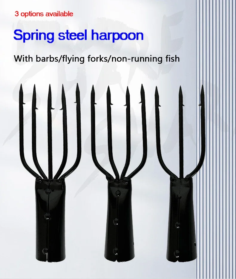 Arpón de pesca multifuncional con mango texturizado y púas de acero inoxidable