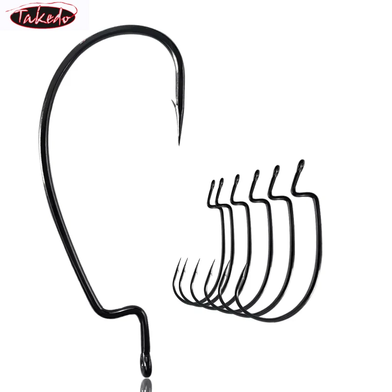 TAKEDO Anzuelo Texas Rig níquel negro para carpa y lubina