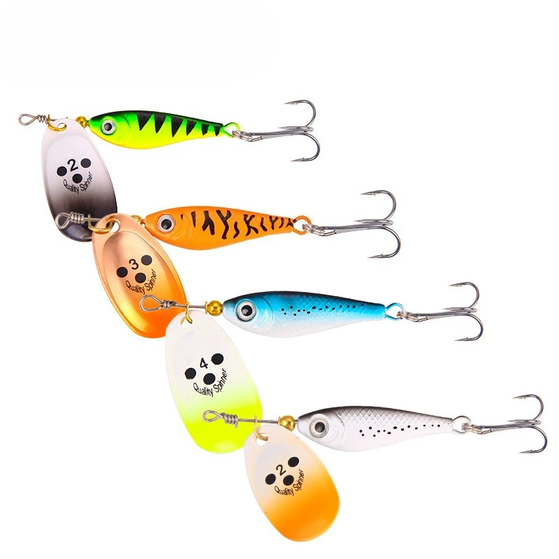 Señuelo spinner metálico tipo cuchara con lentejuelas y anzuelo triple - imagen 4