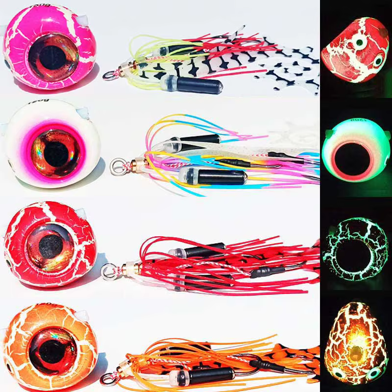 Jig Head Kabura luminoso con falda para pesca marina - imagen 5