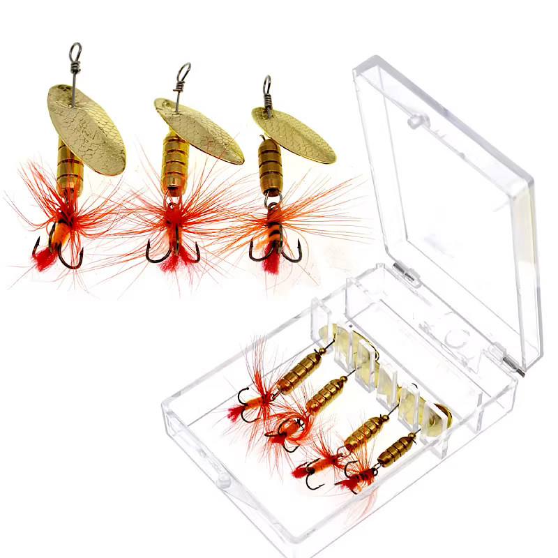 Cucharas Giratorias Triple con Anzuelo – 4 Señuelos Artificiales - imagen 3