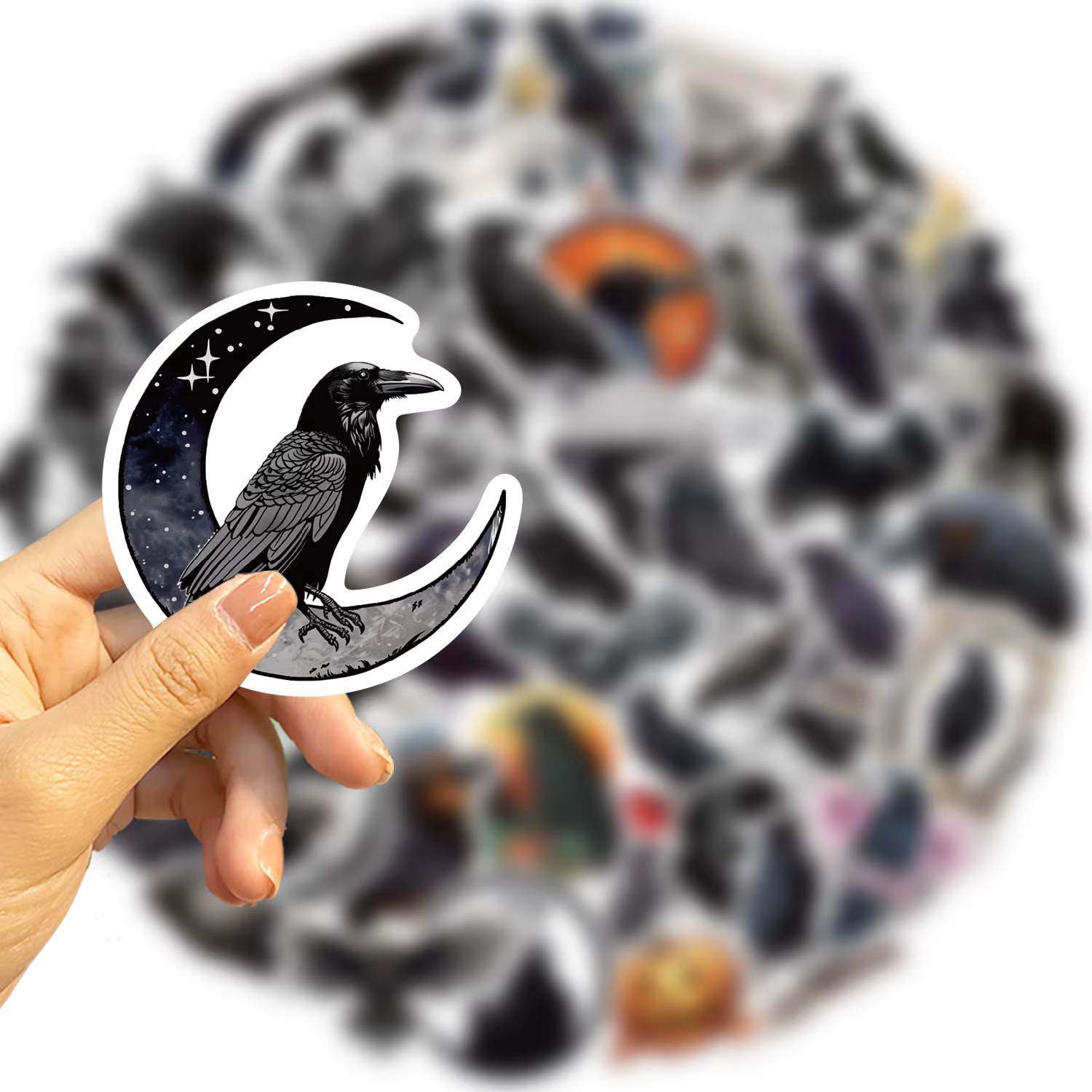 Pegatinas impermeables Cuervo Negro – Diseño graffiti para móvil y portátil - imagen 3