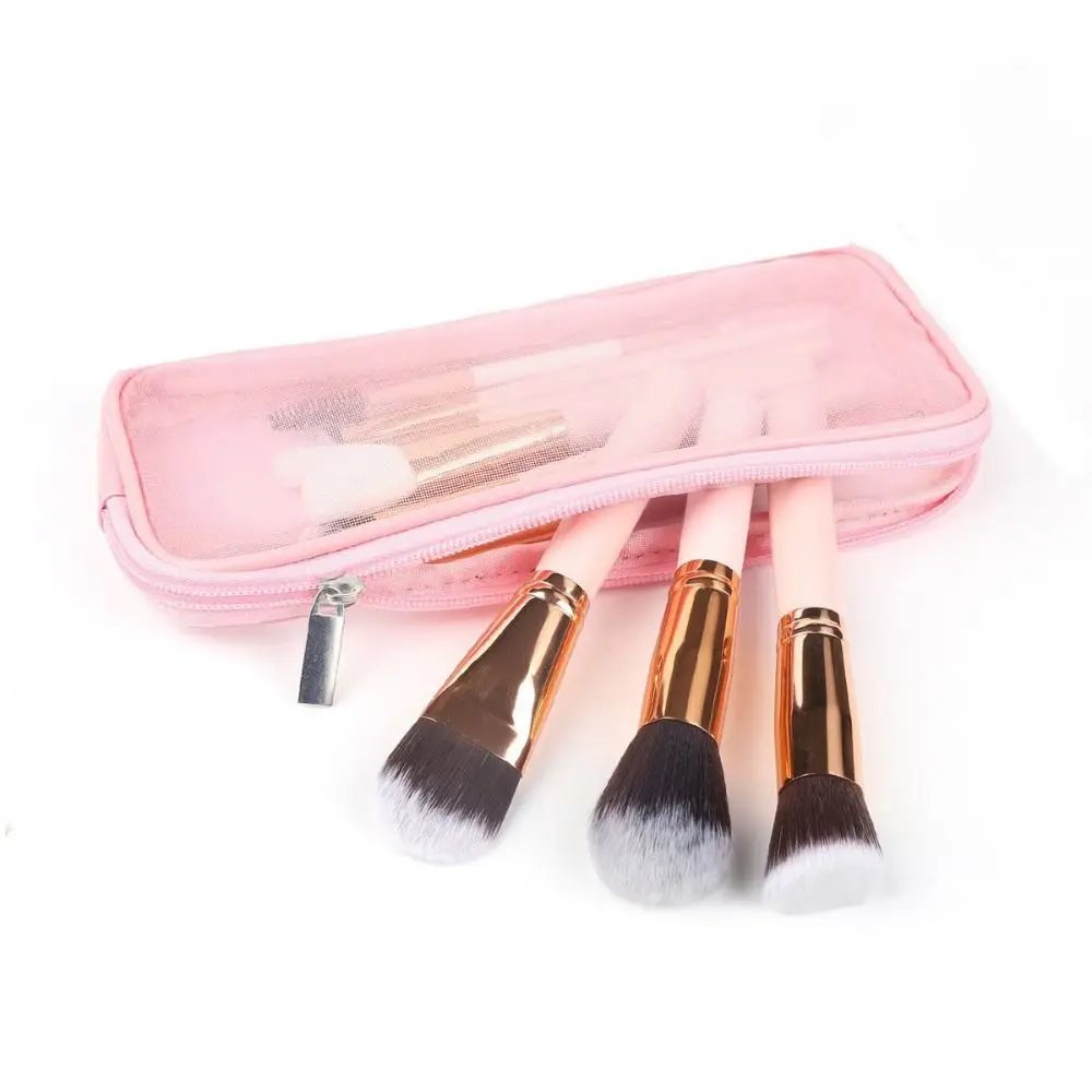 Estuche de viaje para brochas de maquillaje con cierre y malla - imagen 3