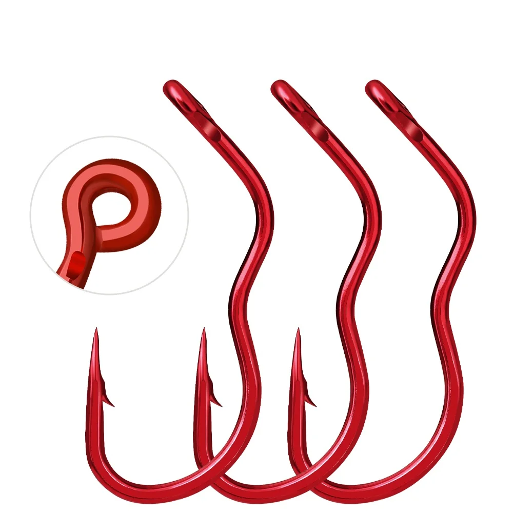 Anzuelos para carpa rojo de acero al carbono púas con tapa automática - imagen 2
