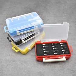 Caja de pesca doble cara con compartimentos para anzuelos y señuelos