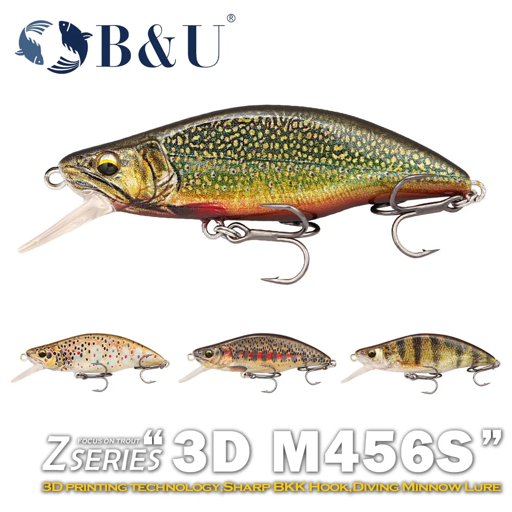 Señuelos Minnow Jerkbait para Trucha B&U con anzuelos BKK - imagen 5